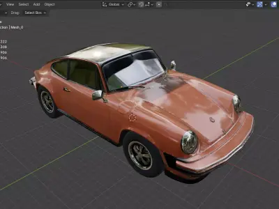 Vintage Orange Porsche 911 3D model