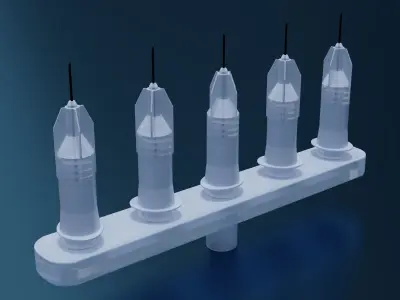 Multi Injector 5 Needles Straight Transparent 3D model