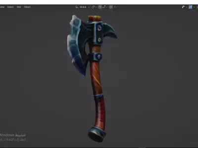 Viking axe Low-poly 3D model 14
