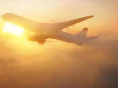 Plane in Clouds - Day time and night time Low-poly 3D model