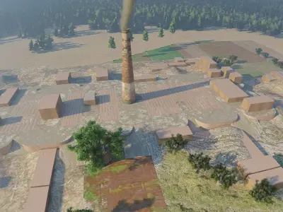 Brick Factory Low-poly 3D model