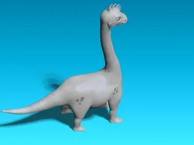 cartoon grey dino Low-poly 3D model