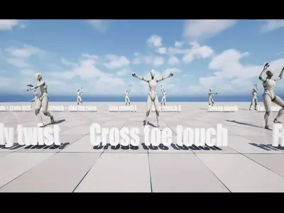32 Fitness Workout Animation Pack Gym Exercises FBX 3D model 3D model