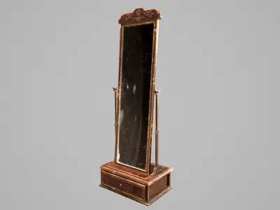 Antique Victorian Mirror Cabinet 3d Model Low-poly 3D model