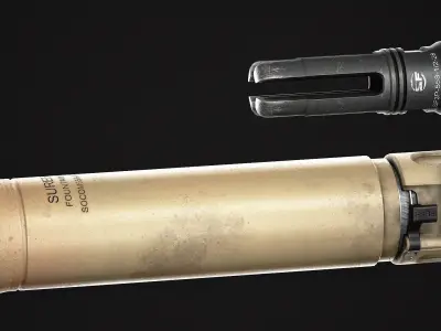 Surefire SOCOM556 RC3 Silencer Low-poly 3D model