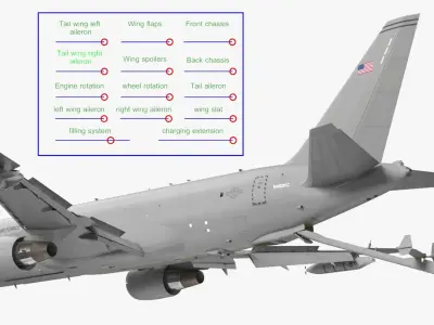 Boeing KC46 Pegasus Military Refueling Aircraft Rigged 3D model