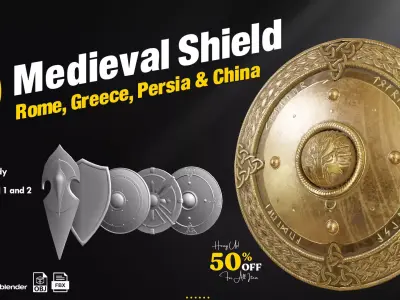 30 Medieval Shield Base Mesh Low-poly 3D model