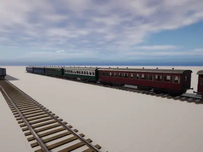 Passenger wagon  with interior Low-poly 3D model