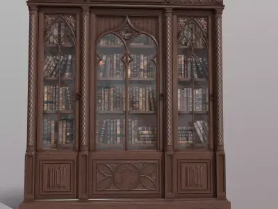Gothic Cabinet Bookcase 3D model