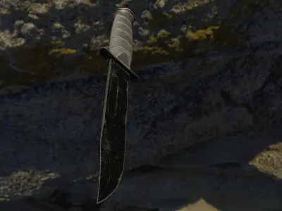 Knife battle model 3D for game asset Low-poly 3D model