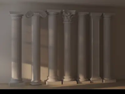 Roman column European assembly phase 1 -004 Low-poly 3D model