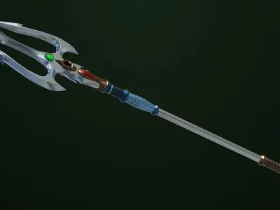 Fantasy Trident 06 All PBR Unity UE Textures Included Low-poly 3D model