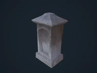 Tombstone wooden post Low-poly 3D model