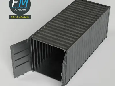 Open shipping container 3D model