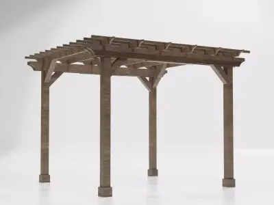 Traditional  Wooden Garden Pergola Low-poly 3D model