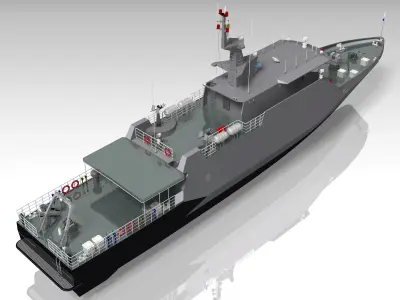 Fast Patrol Boat Ship Vessel 45M Low-poly 3D model