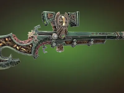 Dwarf sniper rifle Low-poly 3D model