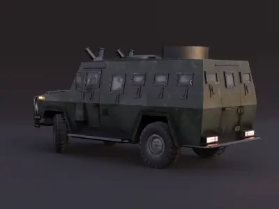AMZ Dzik 4x4 armer military vehicle Low-poly 3D model