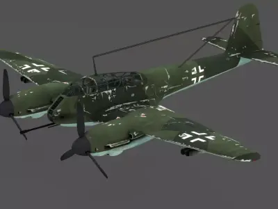  Messerschmitt Me 410 A-1 Hornisse 3D Model German Heavy Fighter Low-poly 3D model