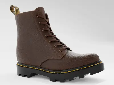 Leather Boot Combat - Military Tactical Brown Low-poly 3D model