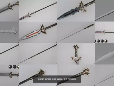 Solar sword and spear 3D Model Pack