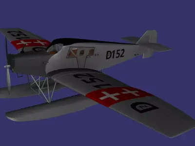 Junkers F13 Floats Free low-poly 3D model