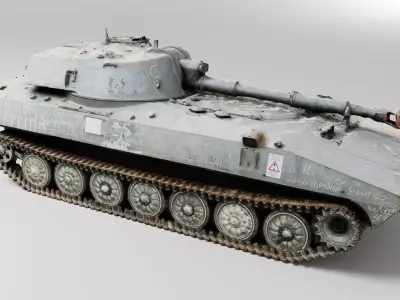 destroyed russian 2S1 Gvozdika self-propelled howitzer  3D model
