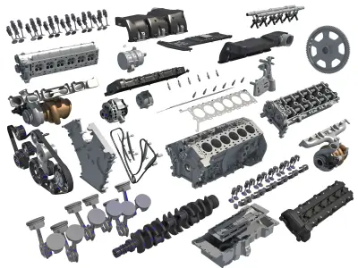 V12 Engine with Internal Parts 3D model