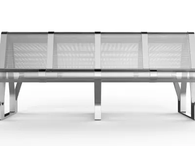 Waiting Room Seat V1 Double 4 Seats 3D model