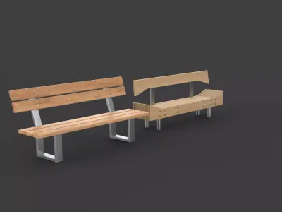 Wooden ribbed bench 3D model purchase