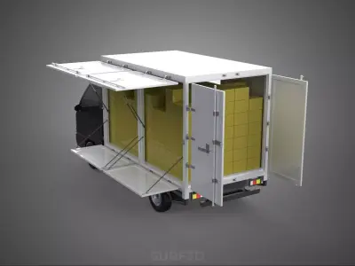 DELIVERY BOX TRUCK PICKUP LOADED BOXES CARGO FREIGHT CUBE VAN 3D model