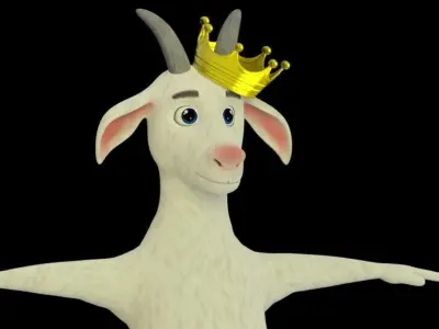 GOAT KING 3D CARTOON CHARACTER   Low-poly 3D model