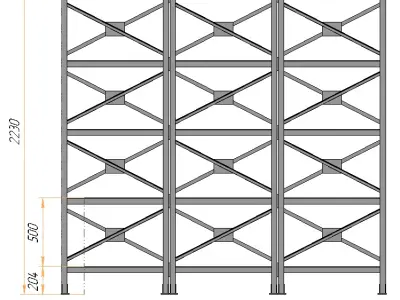 Three-section shelving 3D model