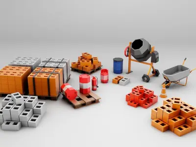 Industry Low-poly props pack model Low-poly 3D model