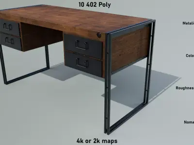 Desk Manchester Low-poly 3D model