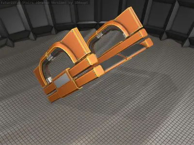 Futuristic Stairs - 3 - Orange Textures Low-poly 3D model