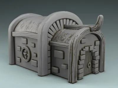 The barn and the tree 3D print model