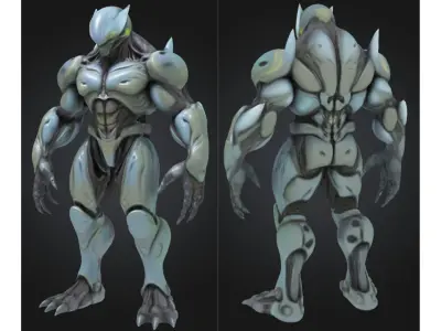 Stylized Alien Brute Armored Guardian Soldier Sci Fi Low-poly 3D model