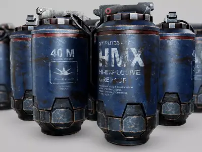 Sci-Fi Grenade Low-poly HMX Low-poly 3D model