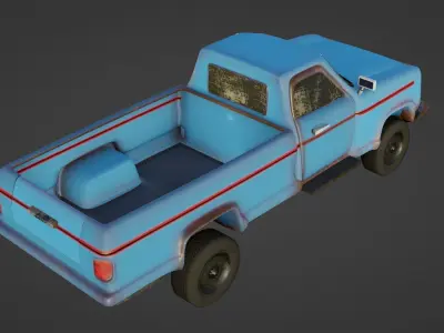 Rusty old farm truck Low-poly 3D model