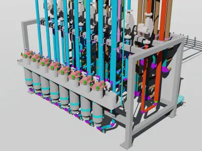 pipe connection room - filter bag - oil 3D model