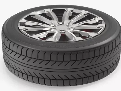 Alloy Wheel Rim with All Season Tire Silver 3D model