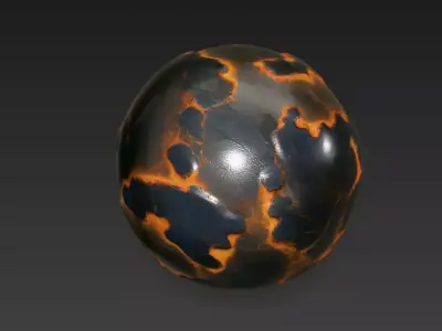 Volcanic Magma Sphere - 4K PBR Stylized Lava Rock Asset 3D model