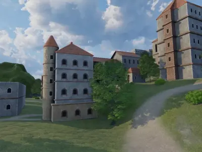 Coastal Fortress Village 3D model