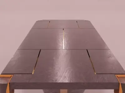 Elegant Wood table with gold accents Expensive 3D model