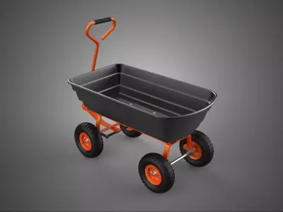 OUTDOOR UTILITY CART WAGON TROLLEY HAND TRUCK PLATFORM PALLET 4W 3D model