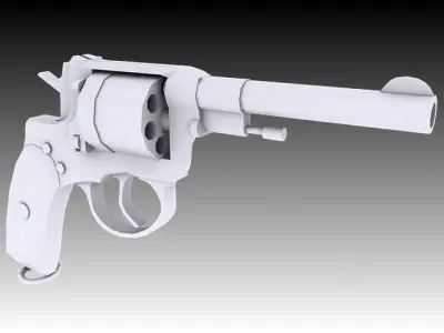Nagant M1895 Revolver  Low-poly 3D model