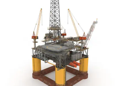 Oil Rig Platform - Pack  Low-poly 3D model