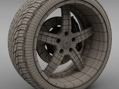 Savini Forged SV-19S Wheel and Tire 3D model