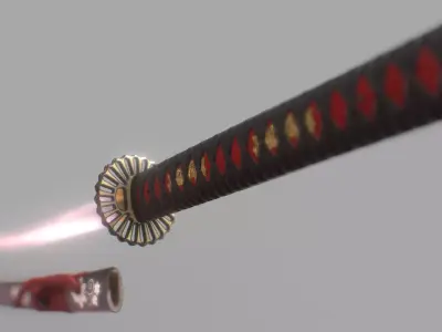 Katana samurai sword Low-poly 3D model 13